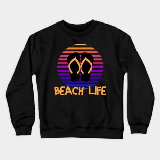 Sunset Retro Beach Life Design Crewneck Sweatshirt